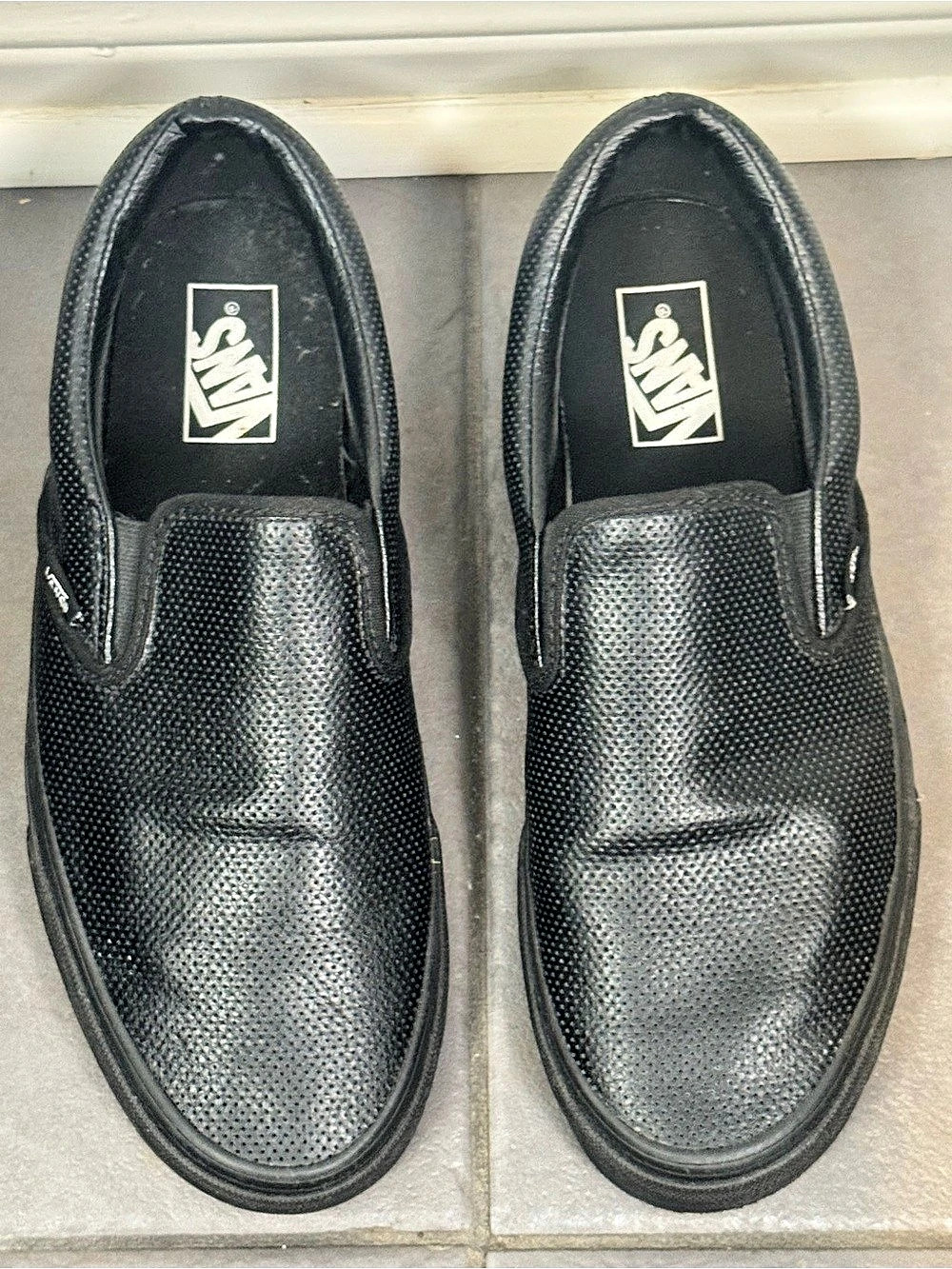 Vans Classic Slip-On Perforated Leather Black Sneakers US 10.0
